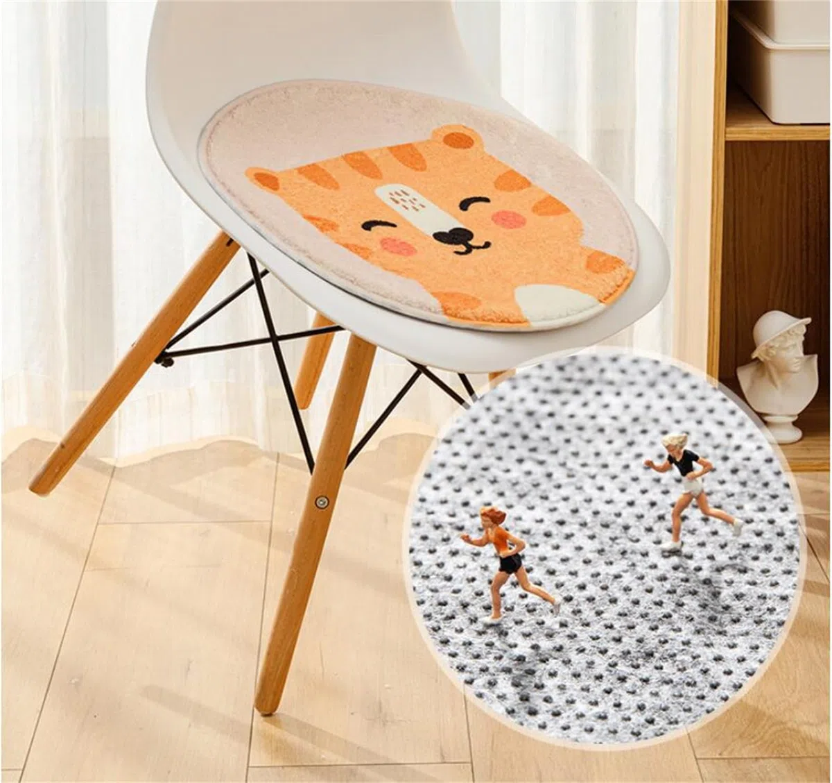 Herfair 2er-Set Sitzkissen Kinder, Runde Stuhlkissen Kinder Schule, Sitzkissen 30x30 cm Stuhl Sitzpolster Bodenkissen Kinder Weich Sitzauflage Cartoon Tier Bodenkissen Kinder (Fuchs)
