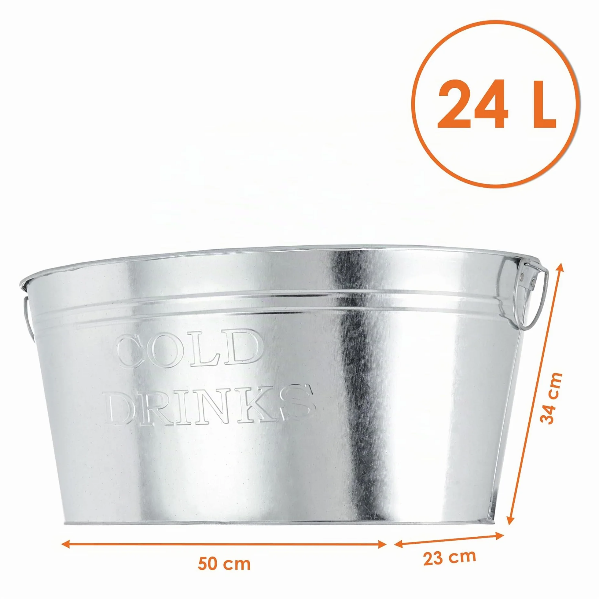 Getränkekühler Cold Drinks - Zinkwanne 24 Liter - Eiseimer Eiswürfelbehälter Sektkühler Eiskübel