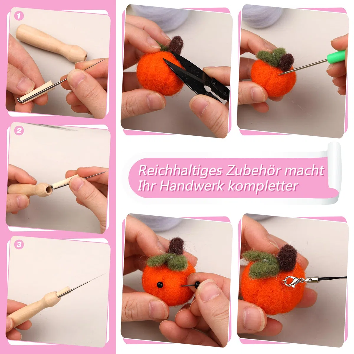 Reovin 55 Farben Nadelfilz Set, Filz Starterset Filzwolle Nadelfilzen Set mit Filznadeln, Schaumstoffmatte und Aufbewahrungstasche Filzwolle Nadelfilz Werkzeu für DIY Handwerk