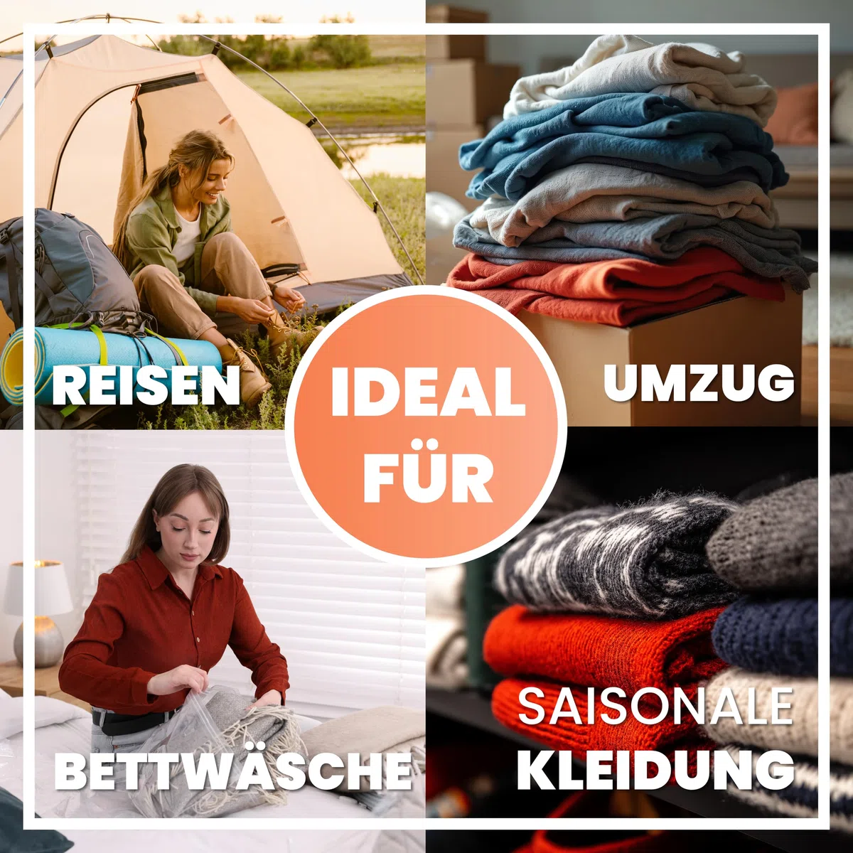 Vakuumbeutel – 6er Set extra groß für Bettdecken, Kopfkissen & Kleidung, platzsparende Aufbewahrung, luftdicht & wiederverwendbar