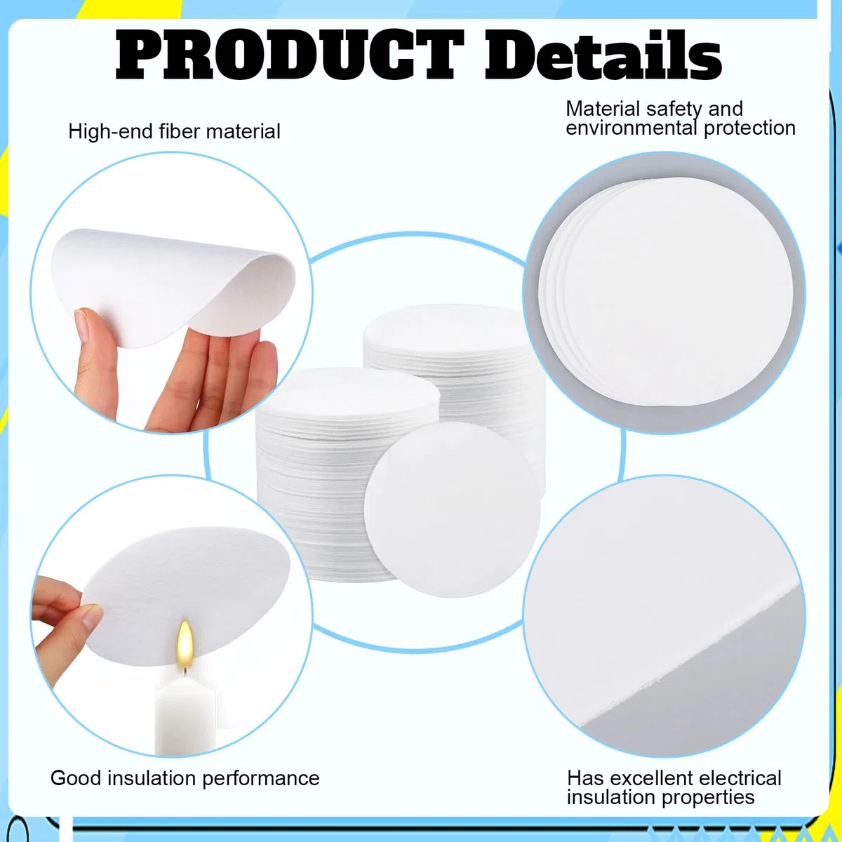 Mikrowellenofenpapier, 12 cm, rund, Keramikfaser, 100 Blatt