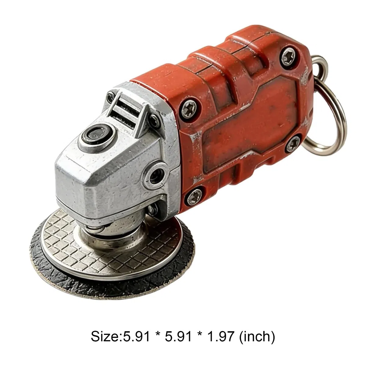 Mini-Multifunktions-Werkzeug-Schlüsselanhänger im Grinder-Design, kreative Grinder-Form Handtaschenanhänger, leichter 2-in-1 Schleifspielzeug-Schlüsselring, perfekt for Technikliebhaber-Orange*2