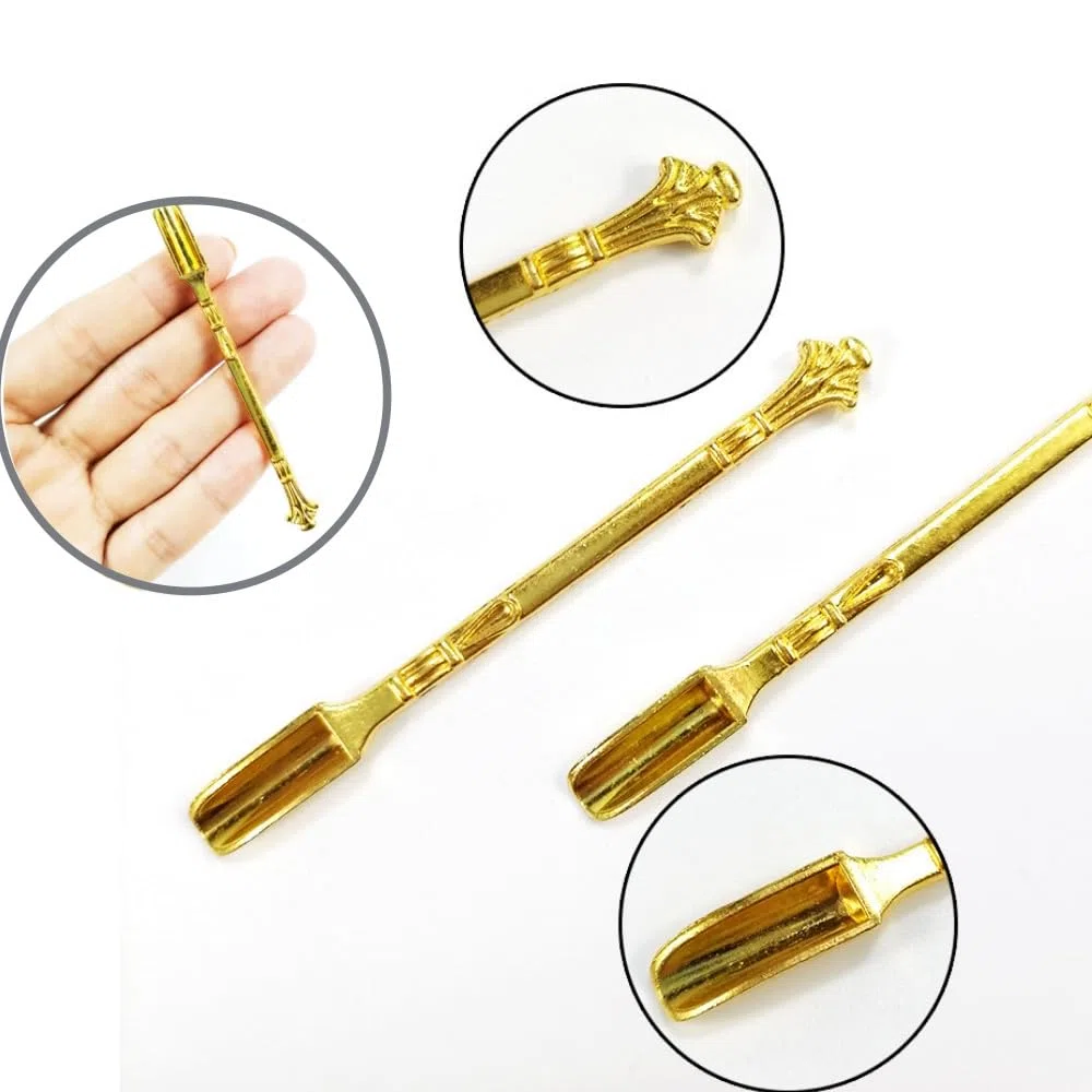 Mini-Löffel, goldfarbener Mini-Löffel, Mini-Schaufel, Mikroskalen-Löffel, Heimbedarf, Anhänger, Halskette, Fläschchen, zum Befüllen von Salzen, Kräutern, 4 Stück (Gold)