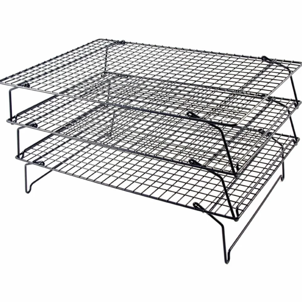 Tala 3-stöckiges Abkühlgitter 40 x 25 cm, Kuchengitter stapelbar und faltbar, Cooling Rack mit Antihaftbeschichtung, Backzubehör für Kuchen Muffins Kekse Plätzchen und Gebäck