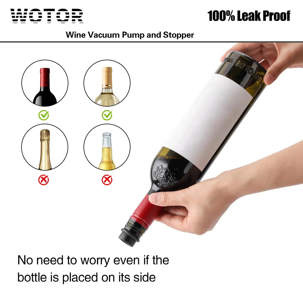 WOTOR Wein Vakuumpumpe mit 4 Stopfen, Weinflaschenverschluss, Weinkonservierer, wiederverwendbarer Weinverschluss hält Wein frisch, ideales Weinzubehör Geschenk (Packung mit 2)
