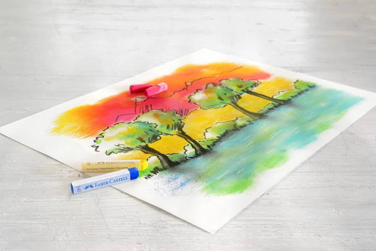Faber-Castell - Softpastellkreiden Set 24-teilig im Etui | Weiche Pastellkreiden, leicht verwisch- und mischbar für kreative Farbverläufe