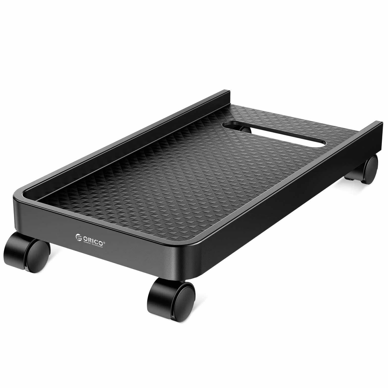 ORICO PC Ständer mit 4 Rollen (2 Lenkrollen + 2 Feststellrädern) – Universaler Computer CPU Tower Ständer unter dem Schreibtisch, Mobiler PC-Standfuß für Home-Office, 45,4 x 22,2 x 2,2 cm