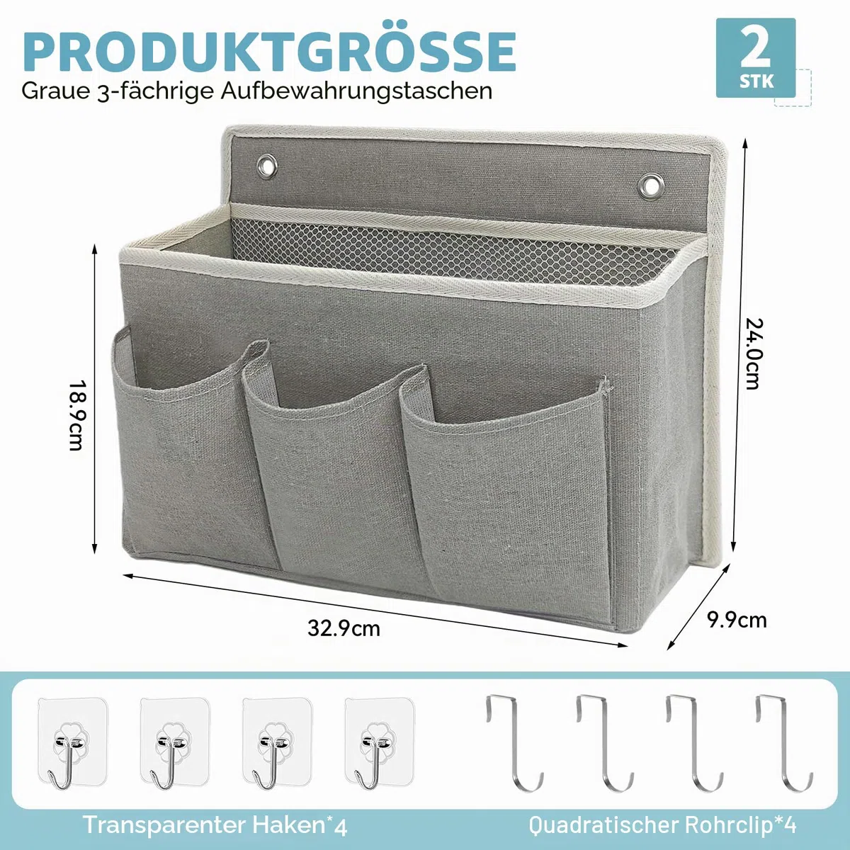 2 Stück Wand Organizer Tasche Hängekörbe Mit Großer Mesh Abteilung Und 3 Taschen Tür Organizer Platzsparend Aufbewahrung Für Schlafzimmer Wohnmobil Camper