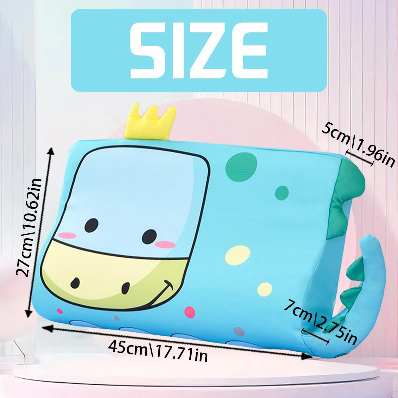 LUKIUP Schlummer Kissen, 45X27CM Schlummer, Niedliche Tiere Kinder Kissen Memory Atmungsaktiv Komfortkissen Schaum Ergonomisch fur Jungen und Mädchen (Dinosaurier)