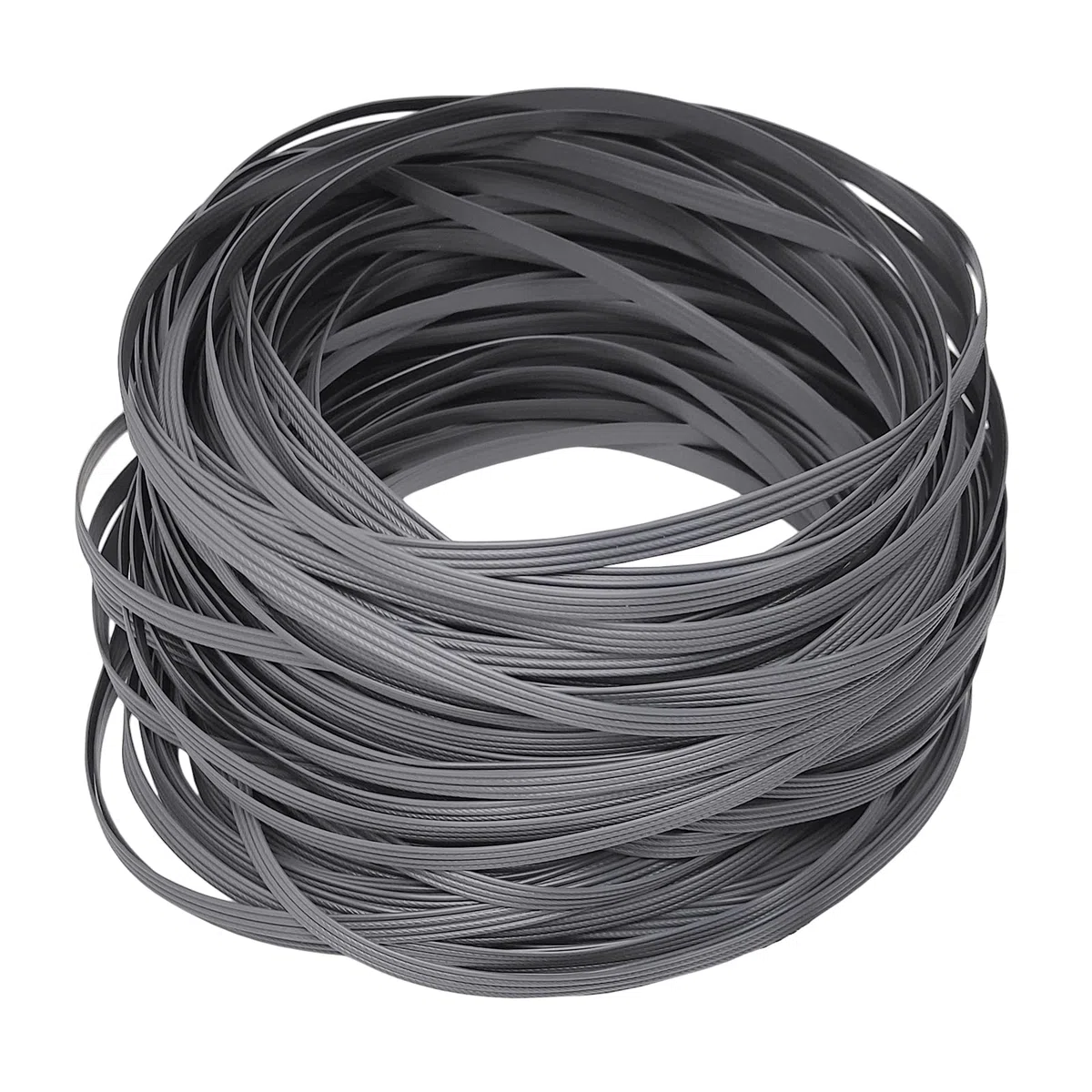 60 m, vier Linien, flach, PE-Rattan, graue Farbe, Kunststoffgeflecht für Stuhl, Liegestuhl, Couchtisch, Terrassenmöbel, Heimwerken, Weben oder Reparaturen (8 mm Breite x 1,4 mm Dicke)