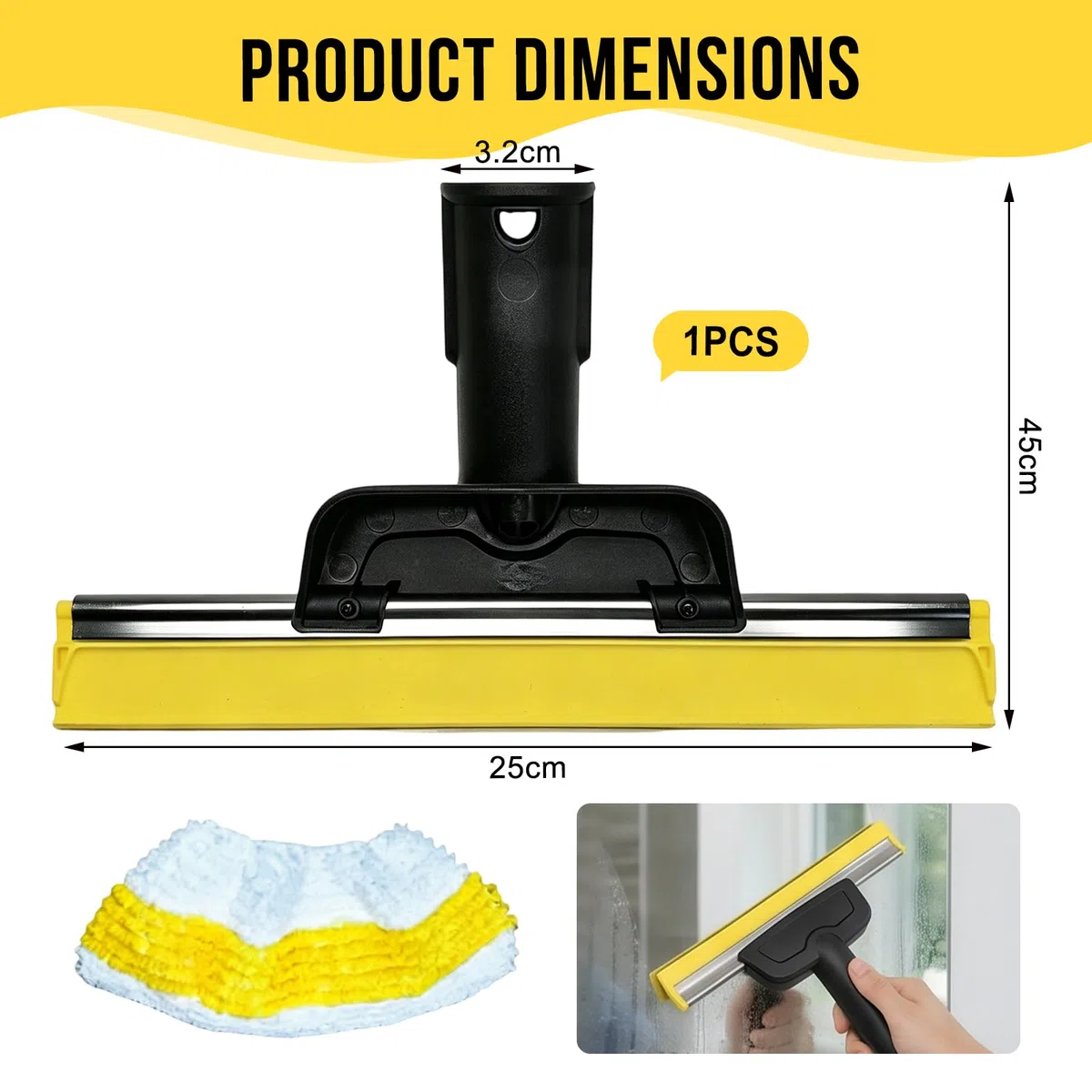 Dampfreiniger Fensteraufsatz für Kärcher SC1/ SC2/ SC3/ SC4/ SC5/ SC7/ CTK10/20 mit Fasertuch, Fensterdüse Ersatzzubehör, Die Fensterdüsen für Dampfreiniger, streifenfreie Reinigung von Glas, Fenstern