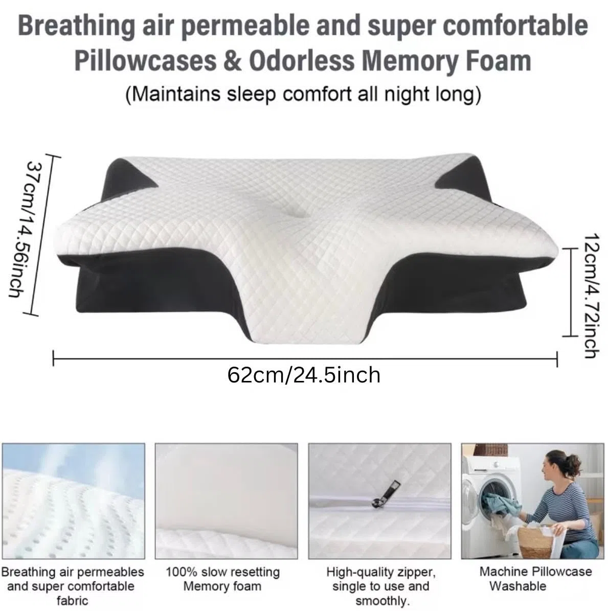 Nackenstützkissen zum Schlafen, ergonomisch geformtes Nackenkissen aus Memory Schaum für Seiten,Rücken und Bauchschläfer,Nackenstützkissen mit waschbarem,atmungsaktivem Bezug (Grau)