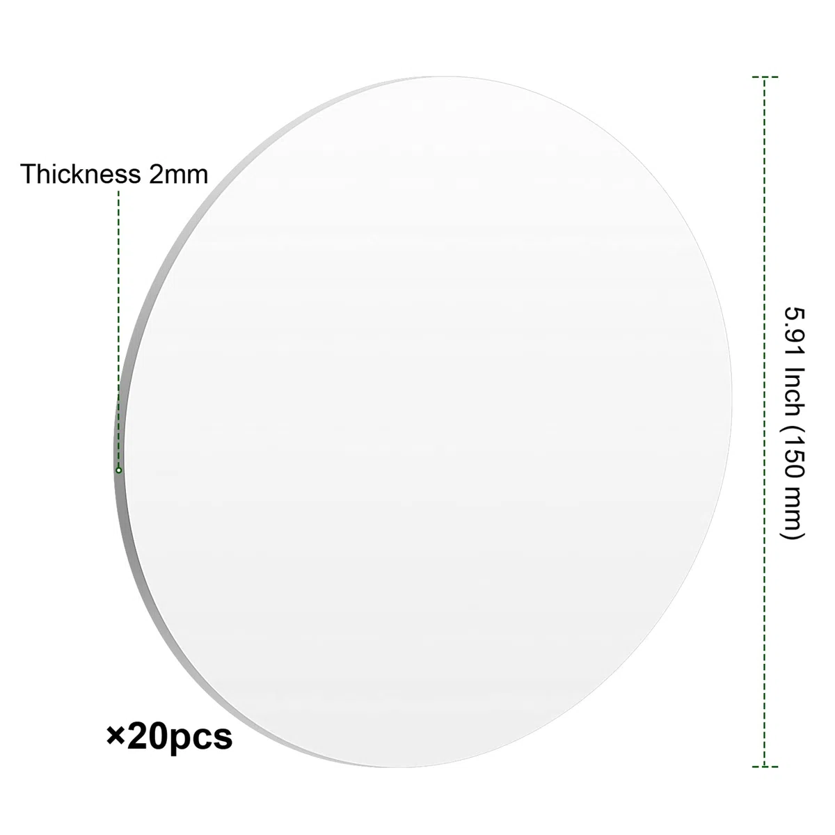 20 Stücke 15 cm Klare Acrylplatten, 2mm Runde Acrylscheibe Transparente Acrylplatten, Acrylglas Platte, Runde Acrylscheibe, Acryl Rohlinge für DIY Bastelprojekt Schilder Bilderrahmen Display