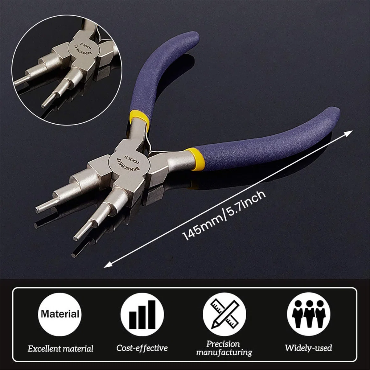 BENECREAT Wire Looping Tool Set mit 2 teiligem Wire Looping Dorn und 1 teiliger 6 in 1 Bail Making Zange für Schmuckdrahtwickel und Biegering