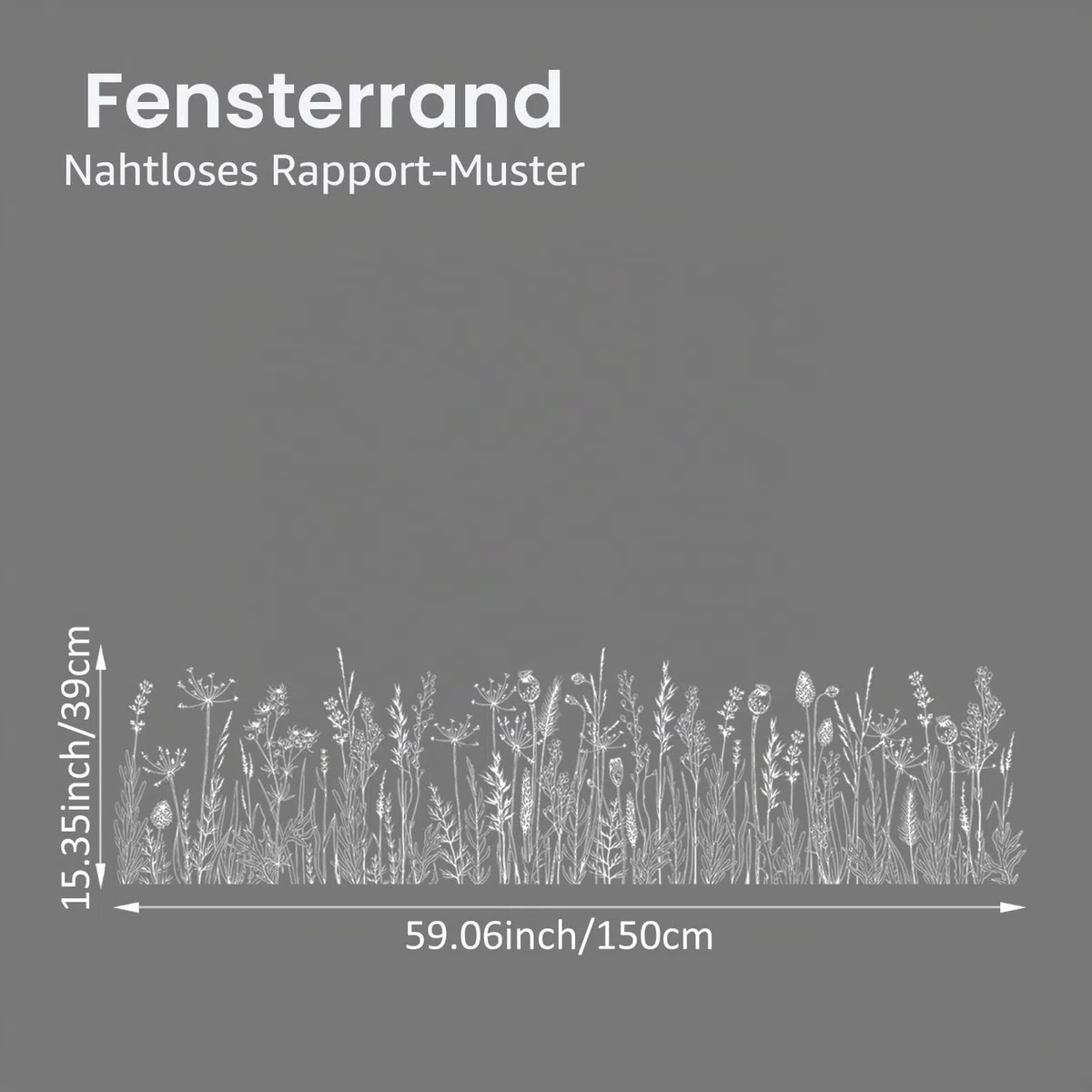Fensterbilder Reinweiße Wiesen, Fensterbilder frühling Florale Motive, Frühlingsdeko Mehrweg Wildblumen und Pflanzen, Wohnzimmer, Schlafzimmer, Bad, Küche fensterdekoration 39x150cm
