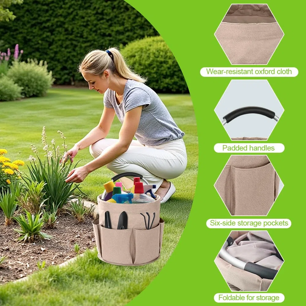 Putzmittel Organizer Tragbar 17 L,Reinigungstasche,SZMK Putzkorb Organizer Mit Griff,Putztasche Faltbar,Putzmittel Aufbewahrung,Behälter für Putzutensilien,Cleaning Caddy für Garten,Badezimmer