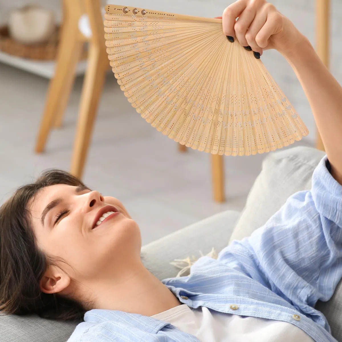 VOSAREA Bambus Handfächer: Vintage Fächer Holz klein Handfächer echt Bambus - japanischer chinesischer Hand Fan für Hochzeit Braut Party Tanz