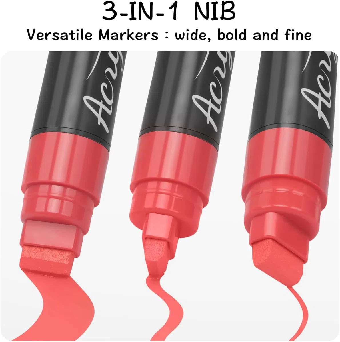 10 Farben 15mm Acrylstifte Breit, 3-in-1 Jumbo Acrylfarben Graffiti Stifte Acrylmarker für Steine Wasserfest, Permanent Marker Fein zum Bemalen Holz Glas Karton Blumentopf Straßenkünstler