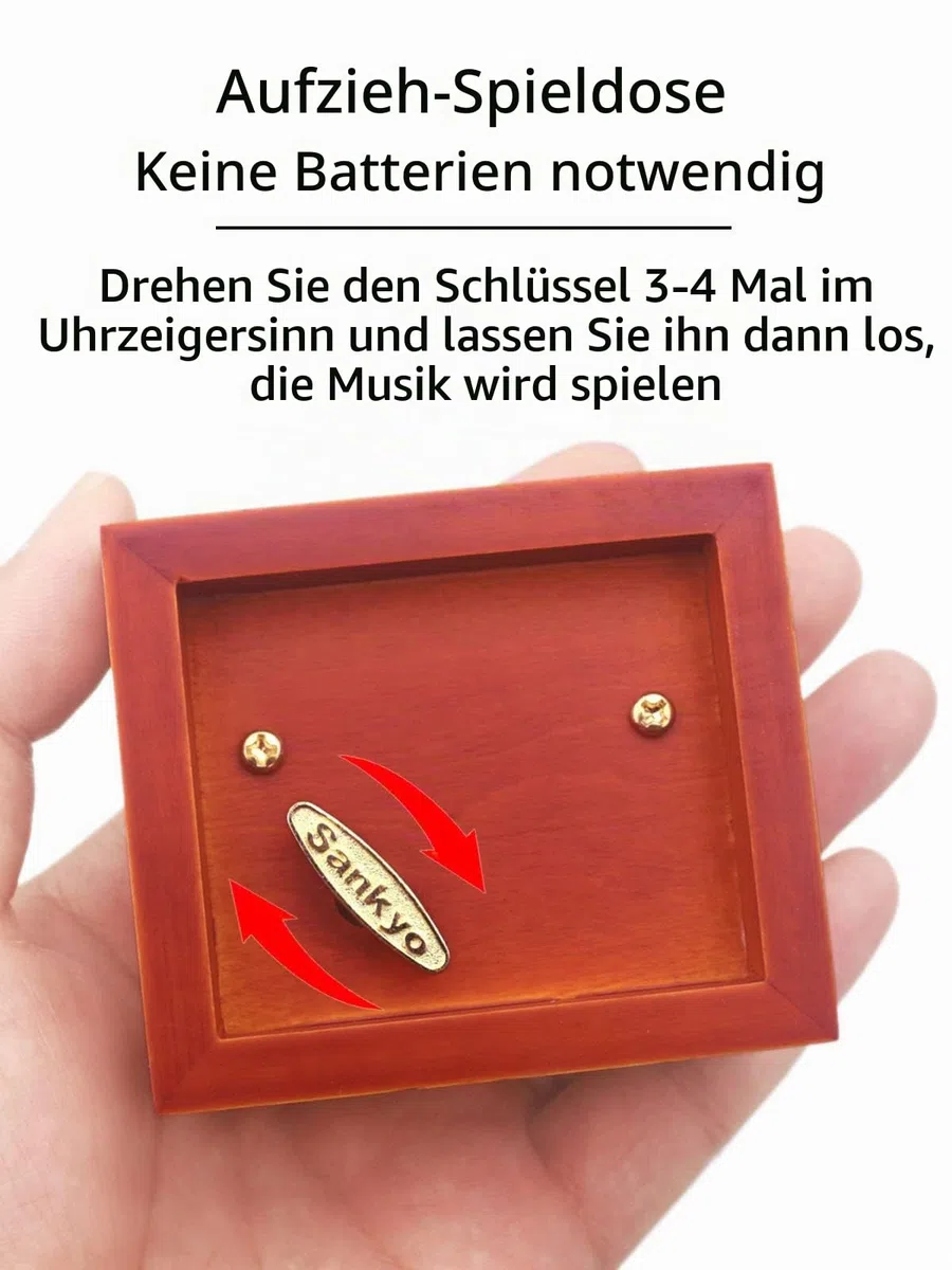 Sinzyo Spieluhr aus Holz graviert mit Spiegel Spieluhr Weihnachten, Geburtstag(Rote Holzschachtel, Melodie: Anastasia-Once Upon A December A)