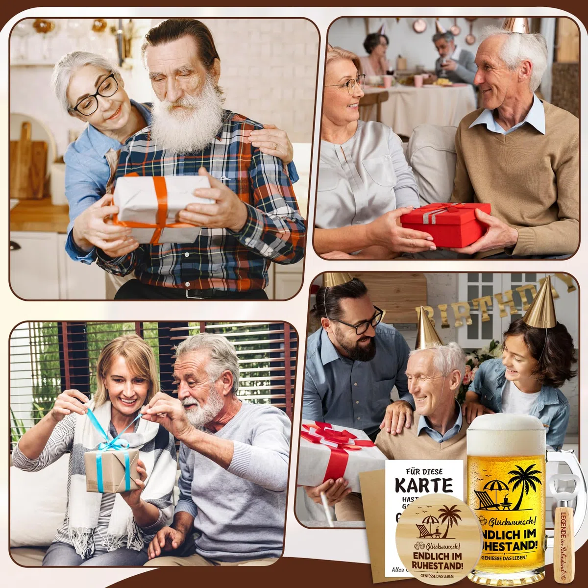 Ruhestand Geschenk Biergläser Set, 0,5 Bierglas mit Gravur und Flaschenöffner, Rentner Geschenk Mann, Renteneintritt Personalisierte Geschenke für Männer Papa Ehemann Opa Freund Kollegen