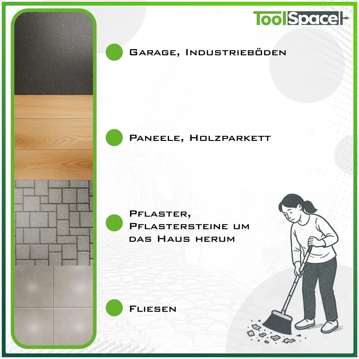 ToolSpace Besen und Kehrschaufel Set Kehrmaschine und Kehrschaufel Combo mit Langem Ausziehbarem Griff für Haushaltsreinigung Bequeme Reinigung Kehrschaufel und Bürste Combo für Haus, Büro, Lobbykehr