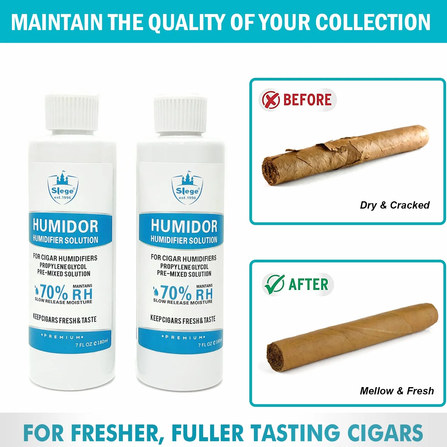 Humidor solution fur ZigarrenBefeuchter, Cigar Humidifier solution,Befeuchter solution fur Zigarren Humidor, Propylene Glycol Pre Mixed Flüssigkeit (7 Fl OZ) x 2 Bott