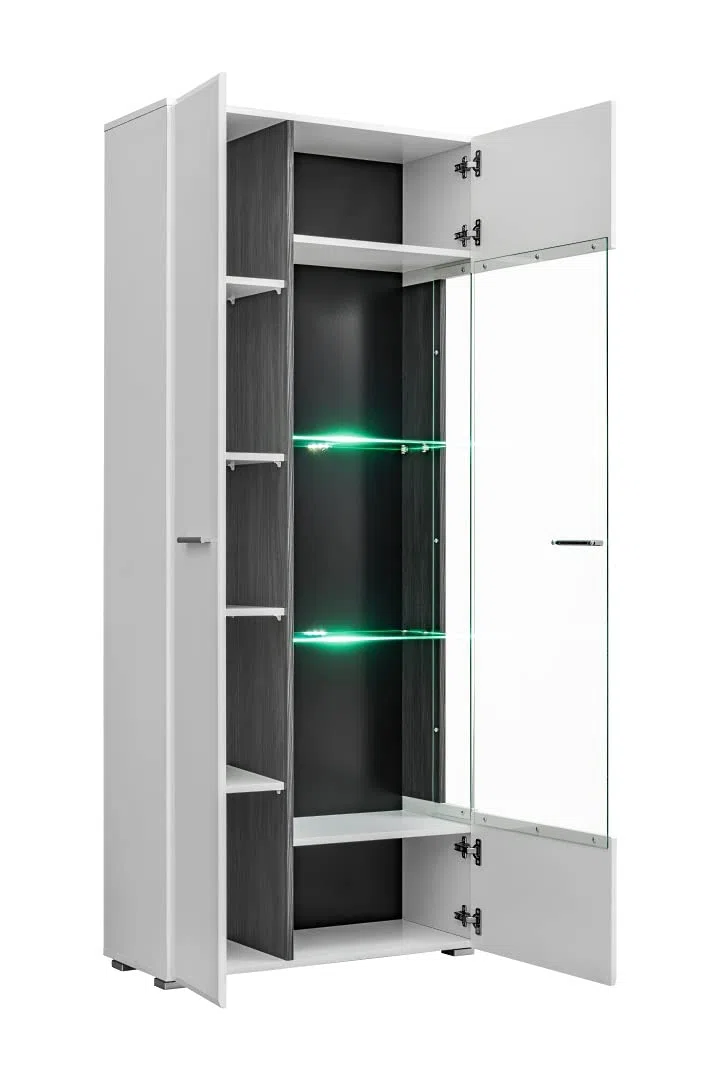 Generisch Wohnwand SOLIDO Twin Wohnzimmerset TV Wand Weiß Hochglanz Anbauwand Wohnzimmer Fernsehwand