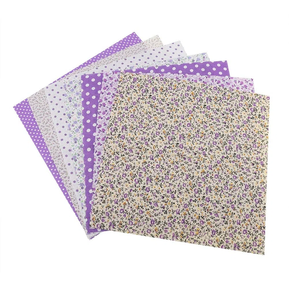 7 Stück 50 X 50 Cm Baumwollstoff Zum Selbermachen, Verschiedene Quadrate, Vorgeschnittenes Bettwäsche-Set, Viertelbündel (PURPLE)