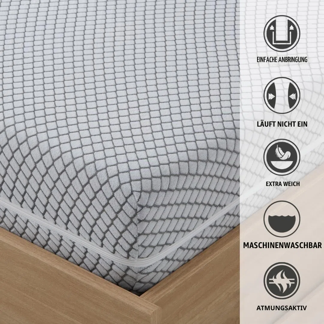 Degrees Home – Teide – Matratzenbezug – 90 cm Matratzenschoner – Matratzenbezug mit Reißverschluss – Anti-Milben-Matratzenschoner – 90 cm Bett - Grau