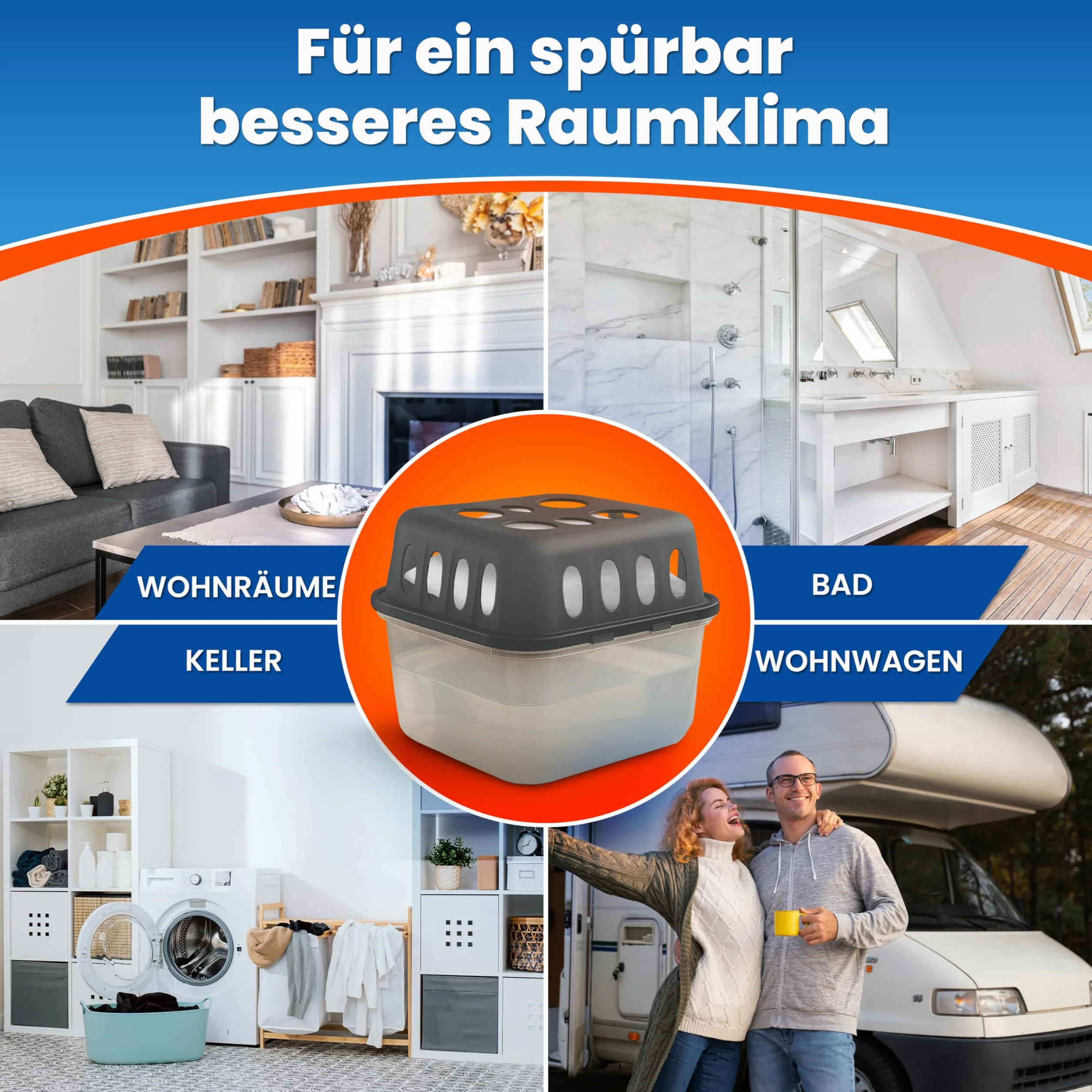 4x Luftentfeuchter ohne Strom + 8x 400g Luftentfeuchter Nachfüllpack - Raumentfeuchter bis 40m² für Keller, Bad uvm - Entfeuchter und Luftentfeuchter Granulat im Set - Schutz vor Schimmel