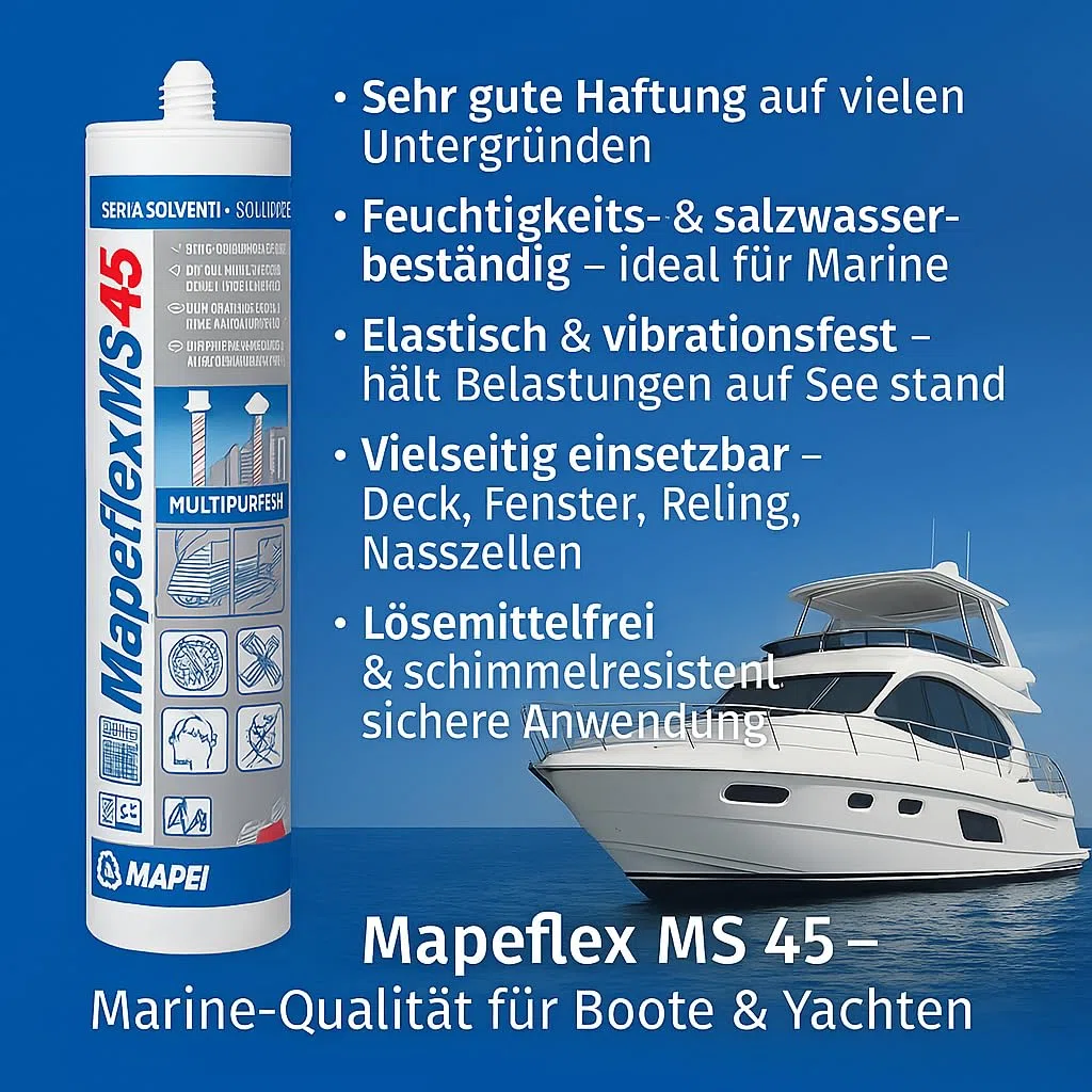 MAPEFLEX MS 45 300 ml Premium Montagekleber & Dichtstoff mit Reinigungsschwamm für Innen & Außen | Für Bad, Küche, Caravan, Boot & Bau | Hochflexibel, Wetterfest, UV-beständig, Grau