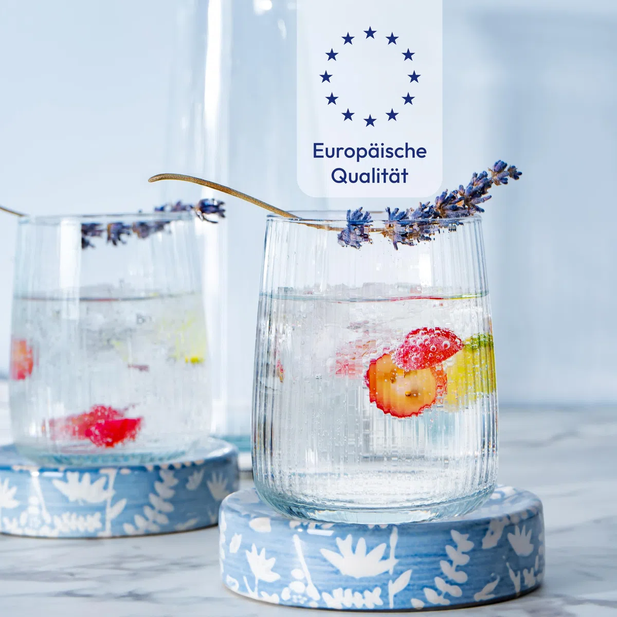 KONZEPT Geriffelte Gläser Set 6 teilig, Trinkgläser 320 ml, Wassergläser spülmaschinenfest
