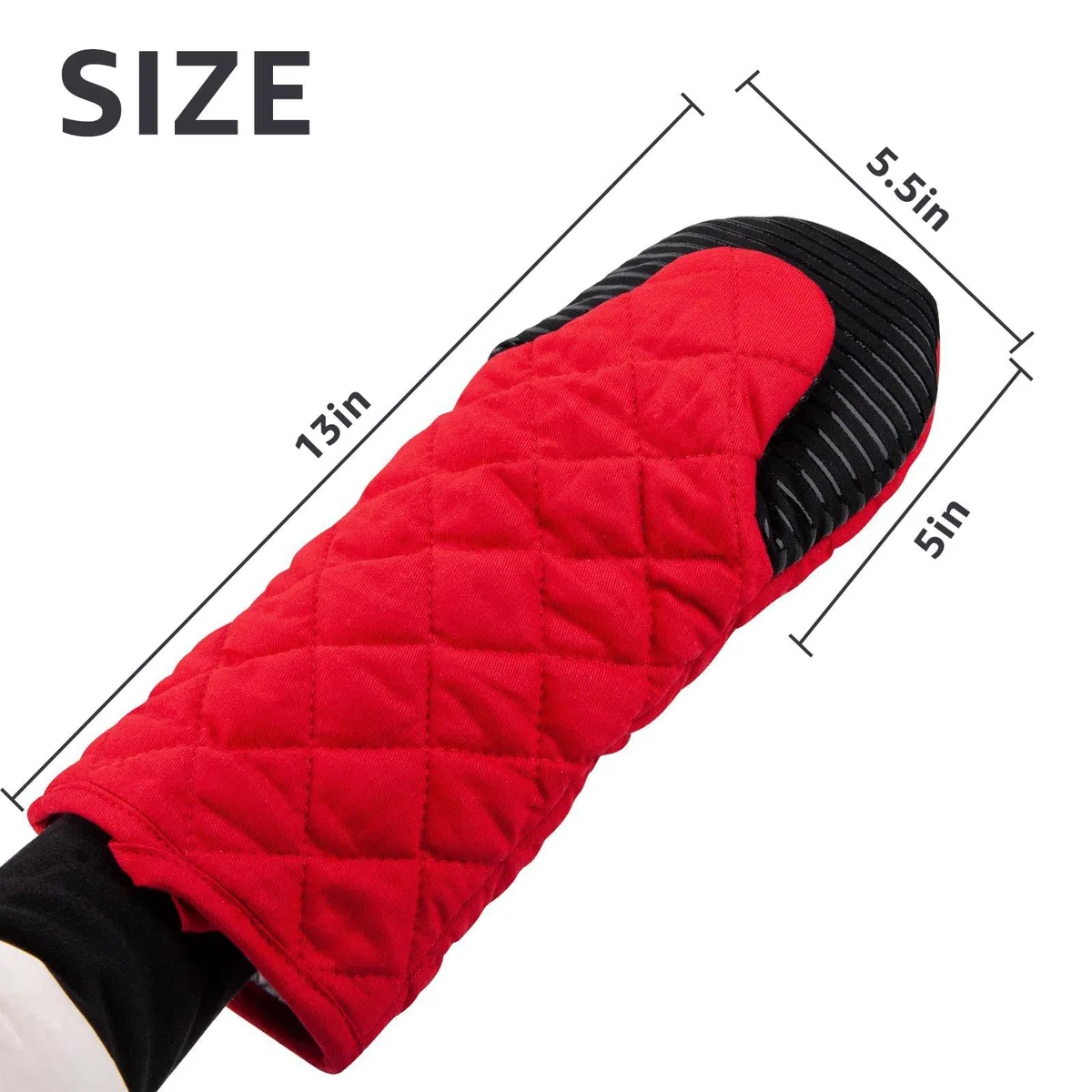 AYADA Ofenhandschuhe Silikon Lang, Topfhandschuhe Backhandschuhe Backofenhandschuhe Küchenhandschuhe Kochhandschuhe Polyesterwatte rutschfeste für Kochen Grillen Backen Männer Frauen (Rot)