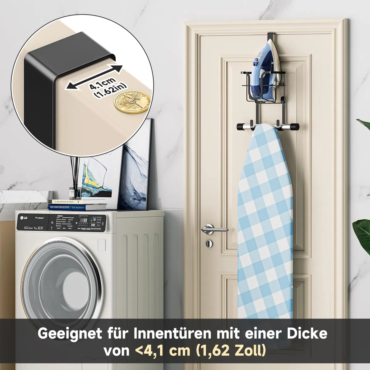 GGQ Bügelbretthalterung, Bügelbrett Halter Über Tür Und Bügelbrett Halterung Wand, Halterung Bügeleisen, Bügelbrett Wandhalterung, Waschküche Tür Bügeleisen Halter Hält Bügelbretter Dampfbügeleisen