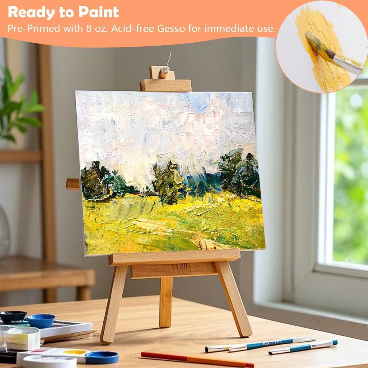 Koncci Leinwand zum Bemalen, 10 Stück Keilrahmen Leinwand Set (40x40 35x35 30x30 25x25 20x20cm), Weiße Leinwände zum bemalen für Acrylfarben Ölgemälde, Canvas für Anfänger und Künstler