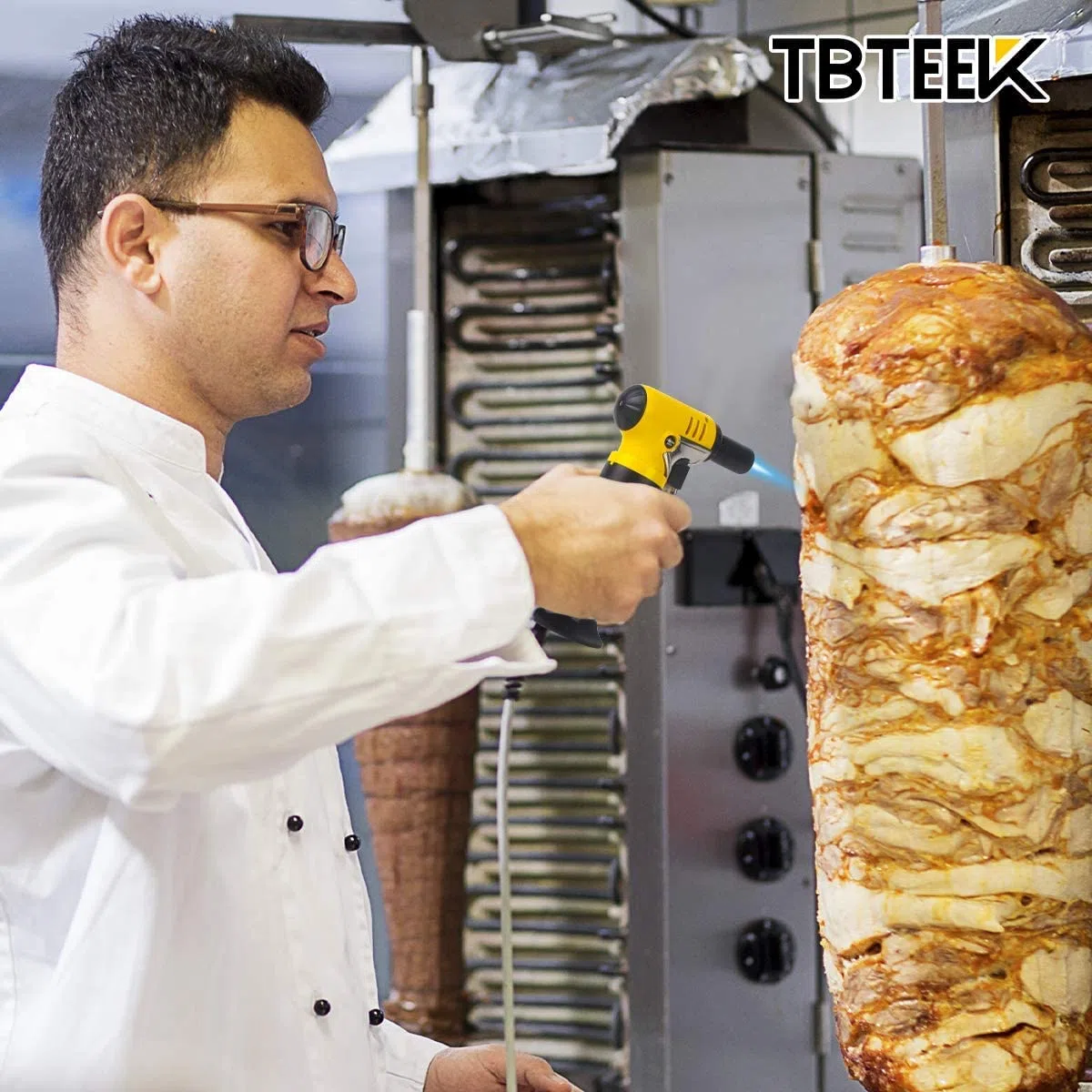 TBTeek Bunsenbrenner Mit Sichtbarem Füllstandsanzeiger, Einhandbetrieb Küchenbrenner Mit Einstellbarer Flamme, Nachfüllbarer Flambierbrenner Zum Kochen, Löten und Basteln (Butangas Nicht Enthalten)