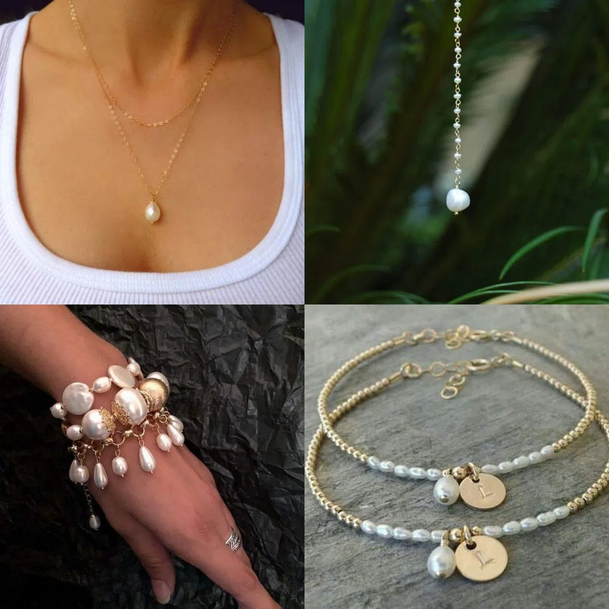KISSPAT 6 Stück Weiße Süßwasserperlen Anhänger für DIY Schmuckherstellung, Barockperlen Anhänger Charms für Ohrringe Armband Halskette Armband Schlüsselanhänger(Silber Kaution groß)