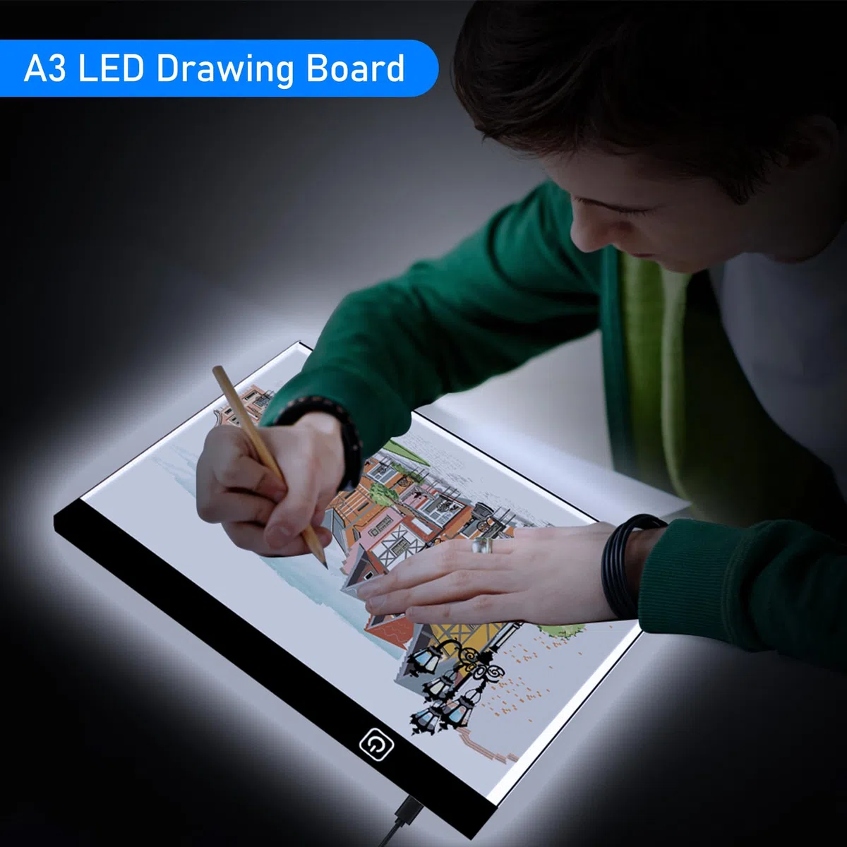 VFANDV Leuchttisch A3, Led Licht Pad Tragbare LED Dimmbar 3 Helligkeitseinstellungen Leuchtplatte mit USB Kabel Light Pad Zeichenbrett für Diamond Painting Malen Skizzieren Designen
