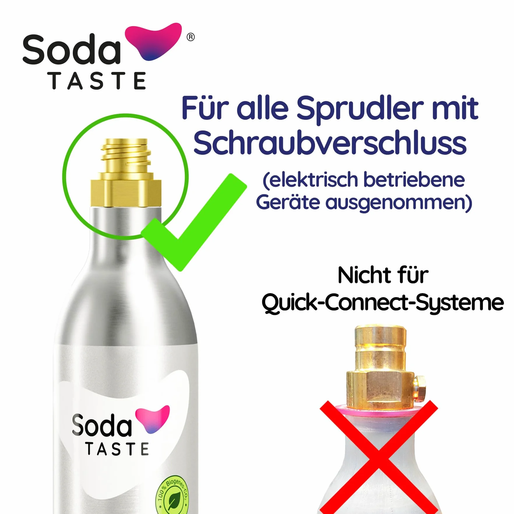 SodaTASTE CO2-Zylinder kaufen (Reservezylinder) für Wassersprudler, Classic, für bis zu 60l gesprudeltes Wasser