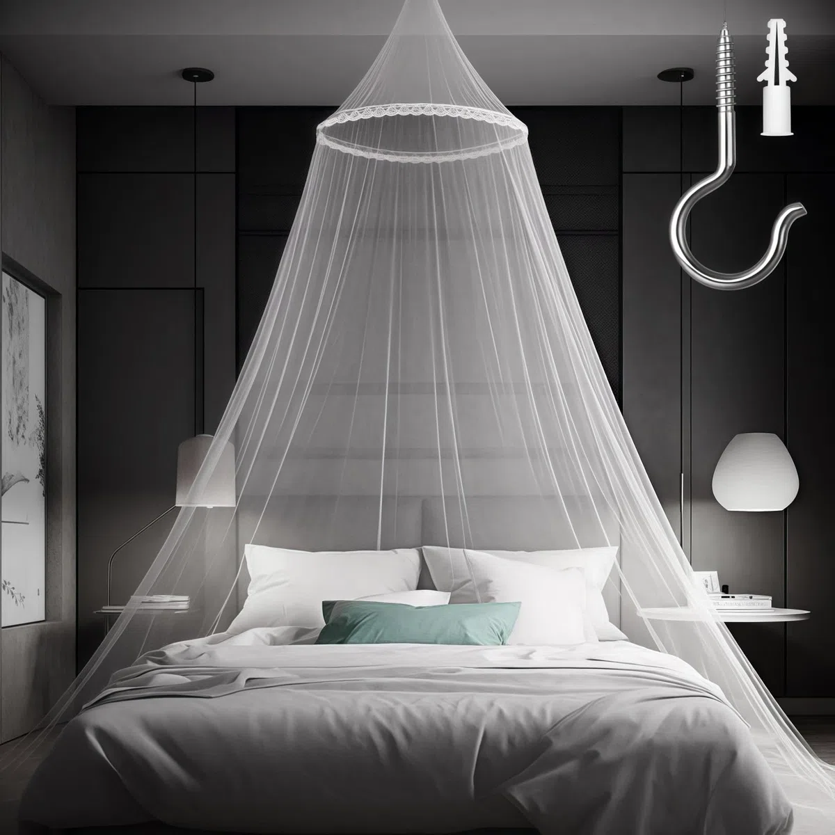 Kiuiom Moskitonetz Bett Baldachin, Feinmaschiges als Moskitoschutz, Fliegennetz Moskitonetze, 0.6 * 2.5 * 11m Moskitonetz Reise Betthimmel Mückennetz Moskitonetz Bett für Doppelbetten Einzelbett