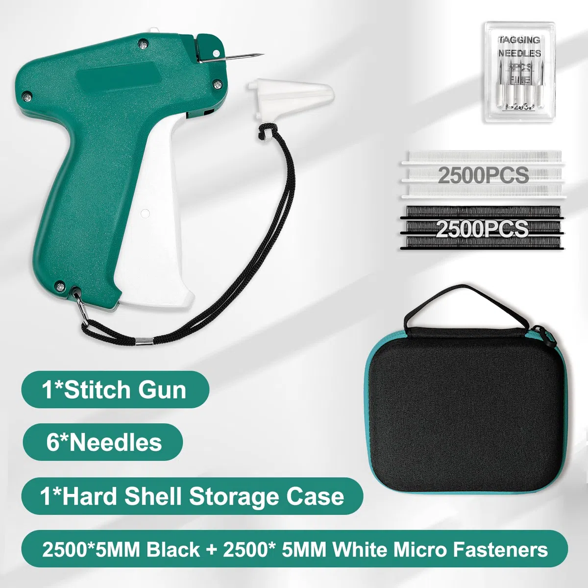 Price lable Mini Stitch Gun, Stitchy Tag Gun Kit für Kleidung mit 6 Ersatznadeln&5000 0.19“ Befestigungen, Stitchy Quick Clothing Fixer für Nähen Quilten Säume