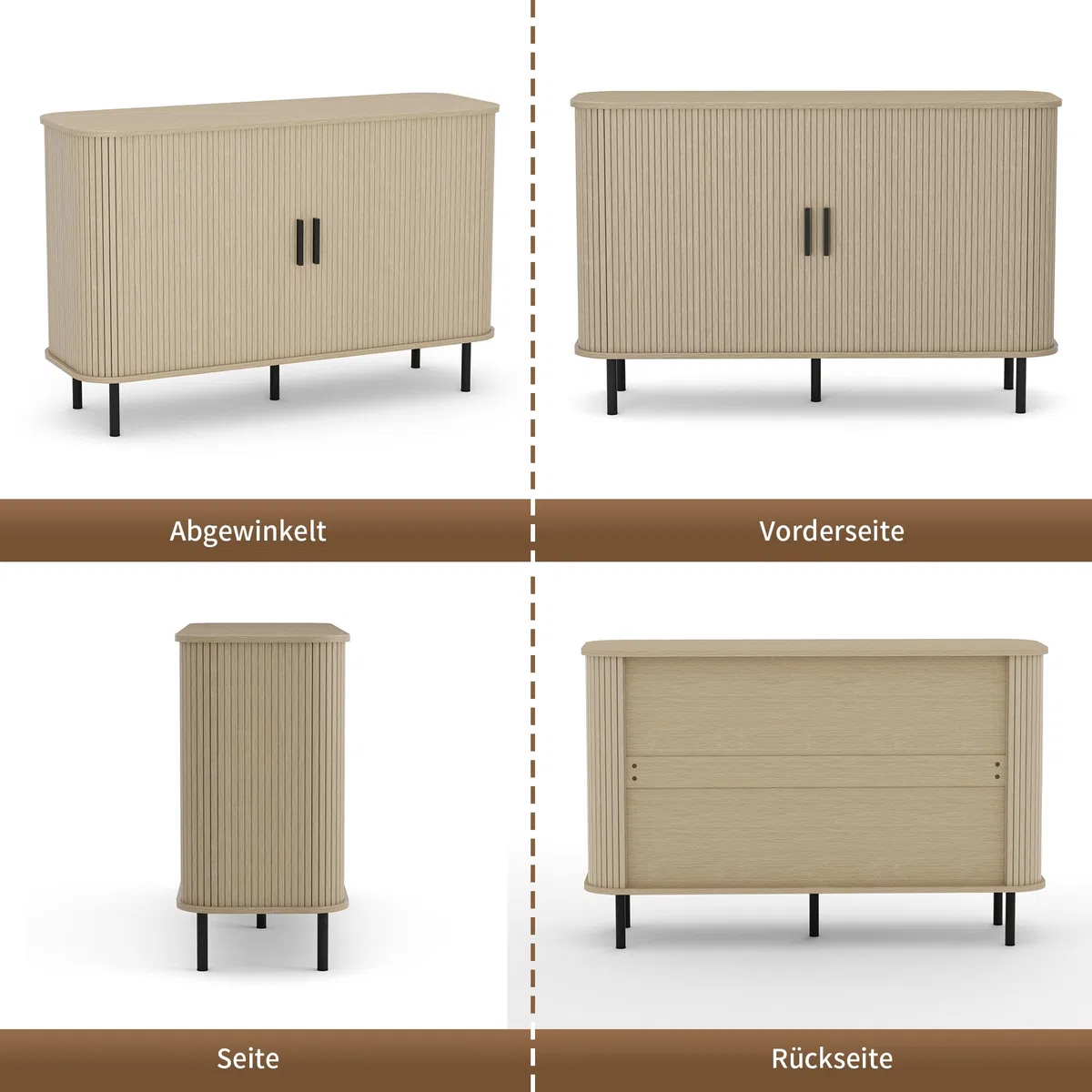 BonVache Gehäuseschrank, Aufbewahrungsschrank Buffet, Küchenschrank mit Schiebetür Trommel, Aufbewahrungseinheit für Salon Maison Esszimmer Moderne, Beige