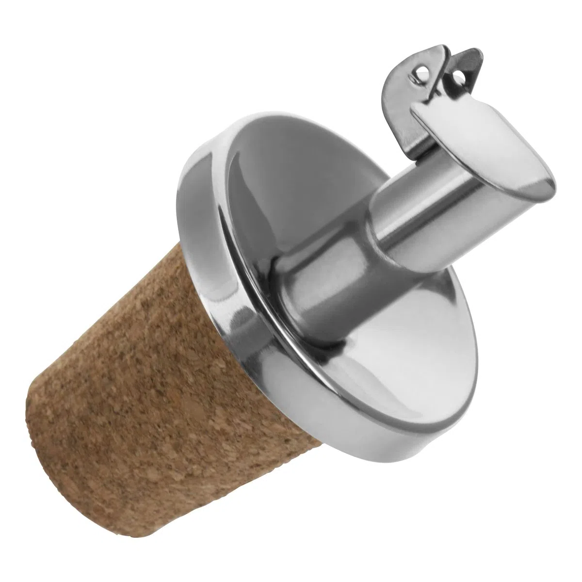 Westmark 4 Essig-/Öl-Ausgießer + 4 Ersatzkorken, mit Kläppchen, Metall/rostfreier Edelstahl, Naturkorken, Inox Essig-Spezial, 479022E3