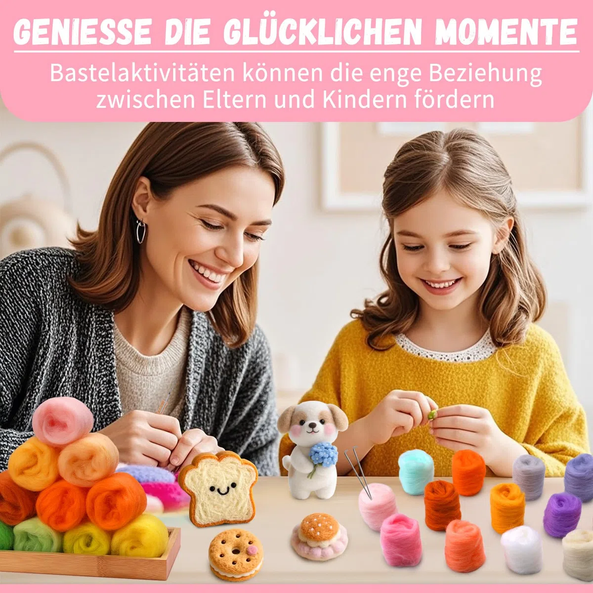 Filzwolle 36 Farben Set, 108g Märchenwolle aus Schafwolle für Nassfilzen & Trockenfilzen, Premium Merinowolle zum Filz Basteln & Stricken, Filzen Starterset mit Naturfasern