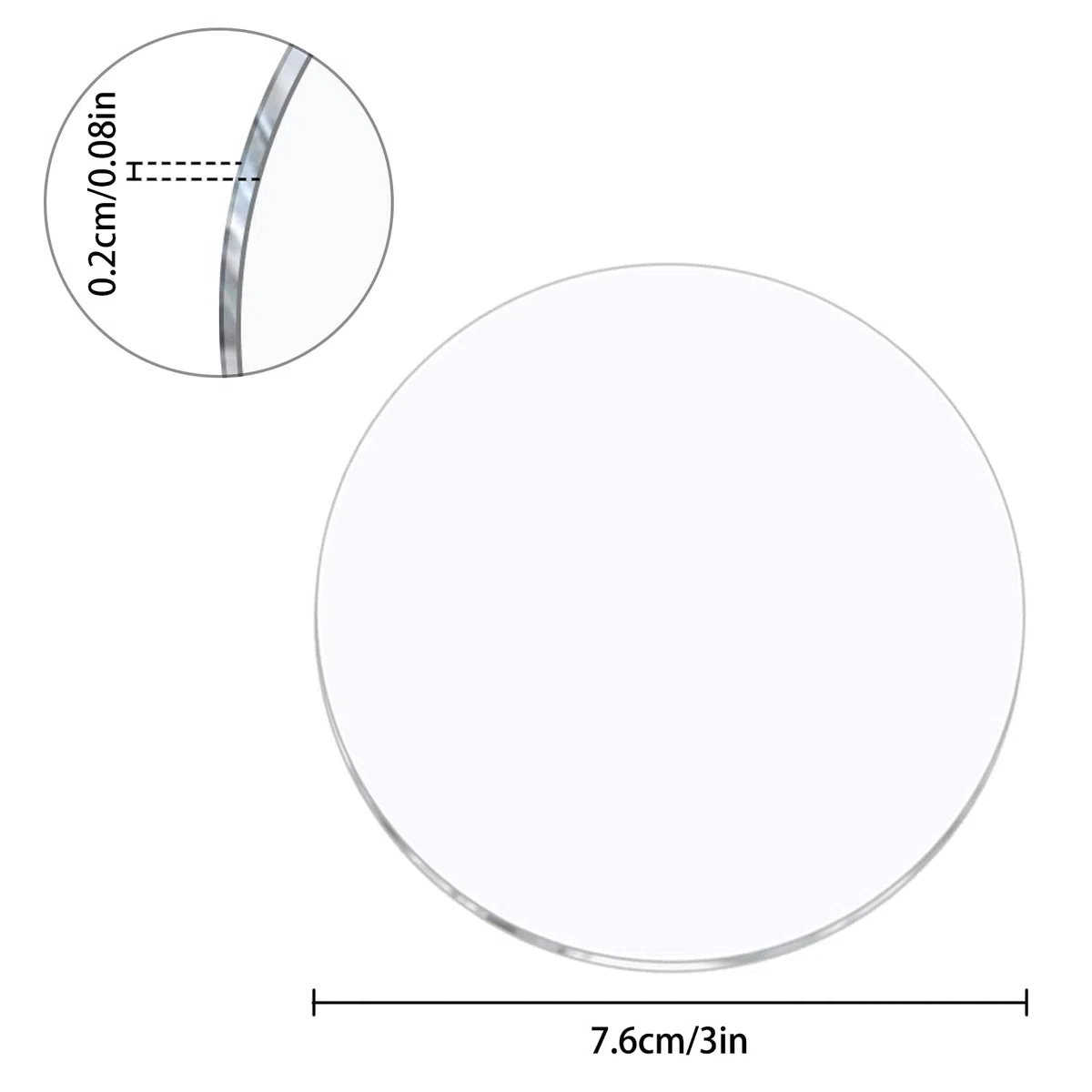 YXHZVON 16 Stücke Klare Acrylplatten, 3 in Runde Acrylscheibe Transparente, 0,2 cm dicke Klare Runde Acryl Rohlinge für DIY Bildrahmen Gemälde DIY Handwerk Scrapbooking Display