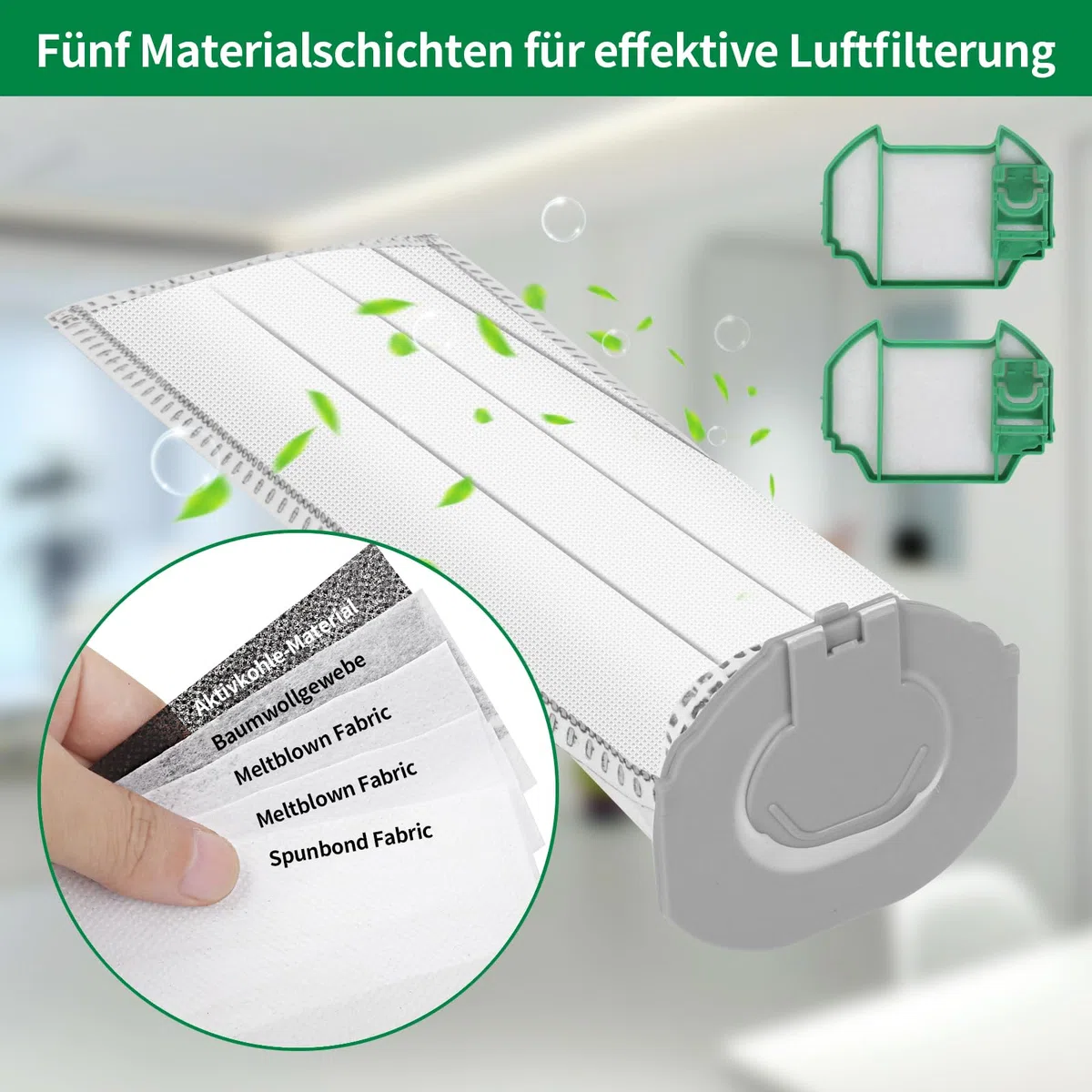 12 Stück Staubsaugerbeutel und 2 Filter für Vorwerk Kobold VK7 FP7 Premium Filtertüten Staubsauger Akku Beutel