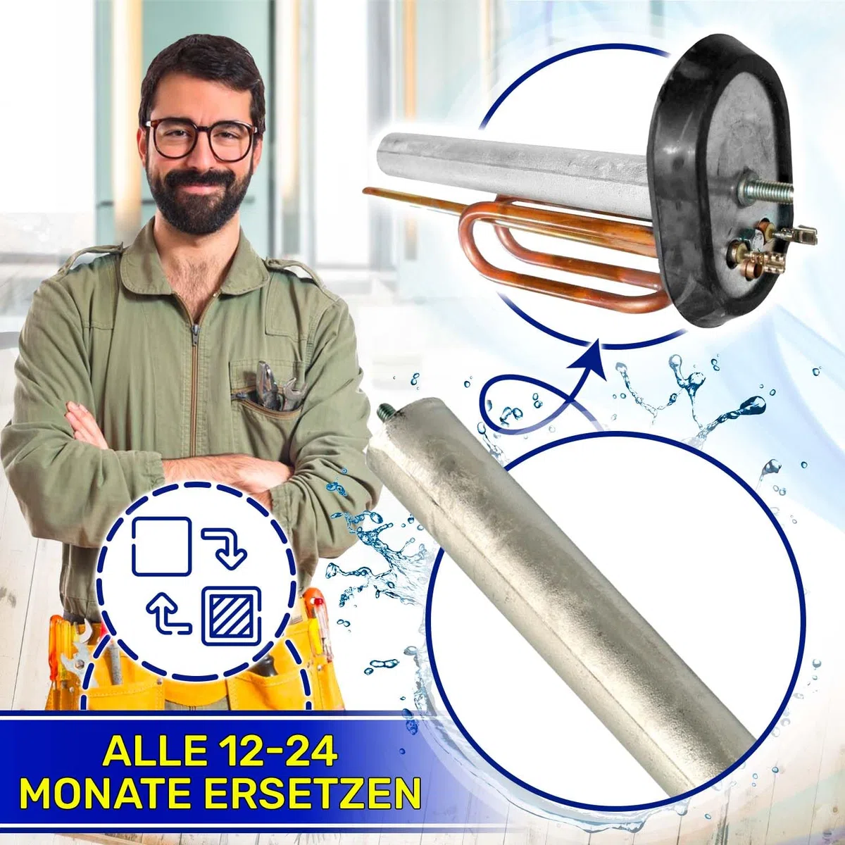 Opferanode für Warmwasserspeicher 230 mm Ø 25,5 Gewinde M5 mm mit Originalcode 993014-01 993014 für Ariston Boiler - MADE IN EU - MONTERAL