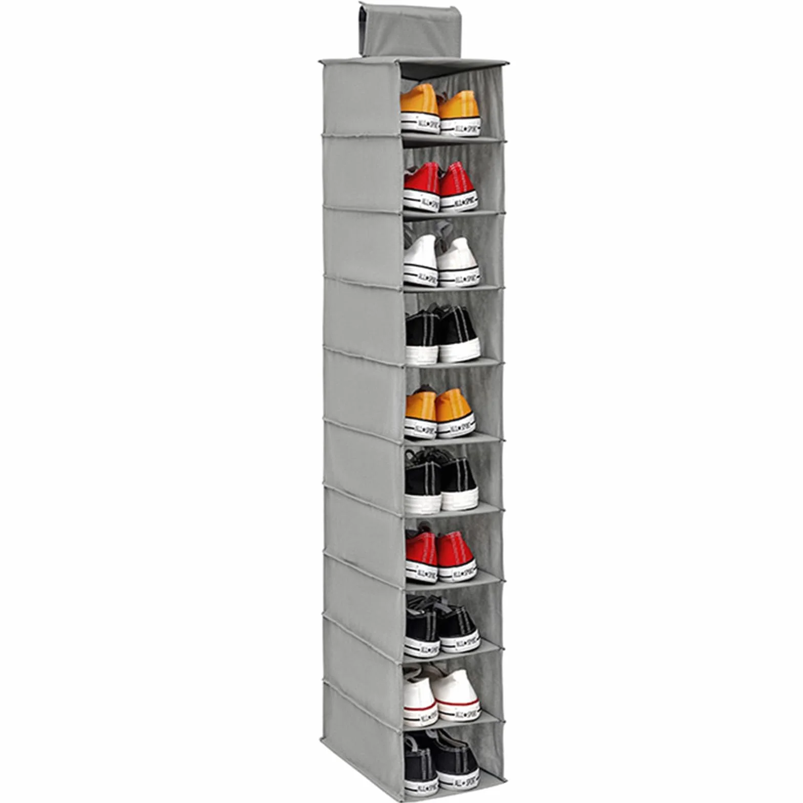 Schuhregal zum Aufhängen - 10 Ebenen - Aus robustem Vliesstoff - Faltbar und platzsparend - Für Zuhause, Schlafzimmer, Schrank (1)