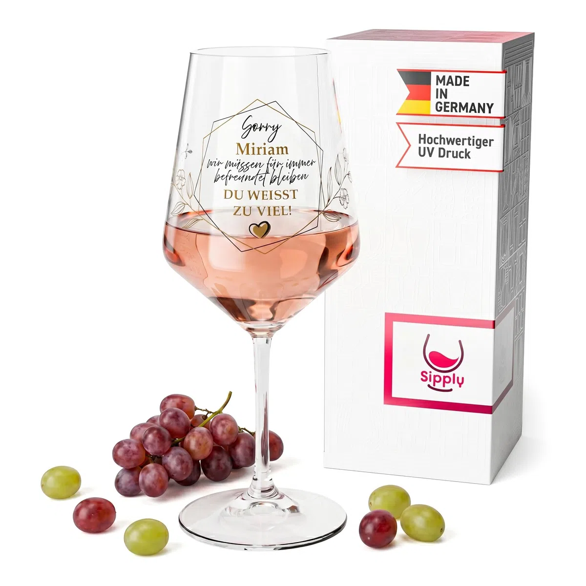 Weinglas personalisiert mit Namen und Spruch Du weißt zu viel! 0,5l Glas lustig für Spritz Getränke Cocktails Sekt Schorle Bowle oder Saft