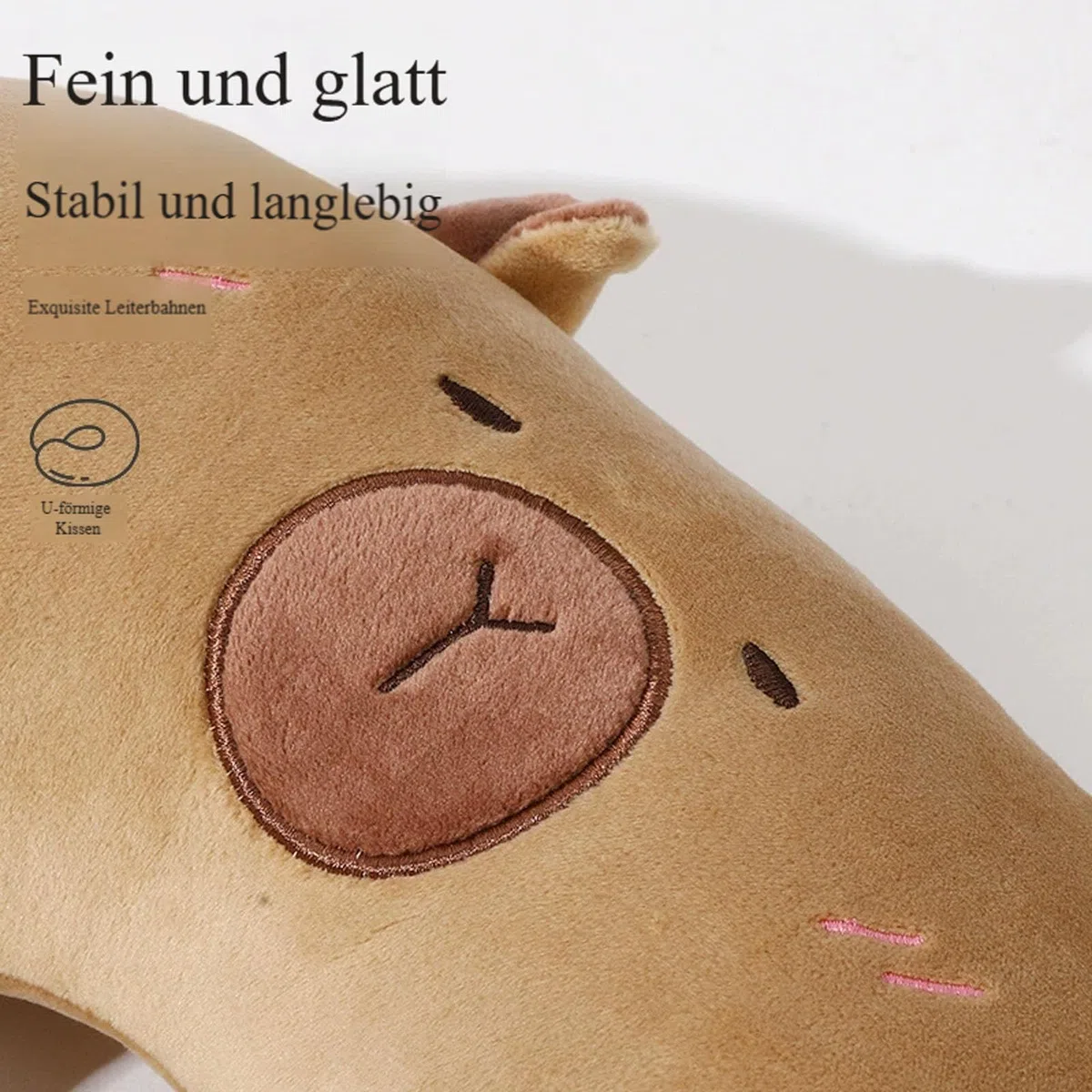 Capybara Nackenkissen, Kinder Reisekissen mit Capybara-Plüschtier, 2-in-1 Verwandlungsfähiges Wasserschweine U-förmiges Nackenhörnchen und Kuscheltier, für Auto Zug Büro Flugzeug (2-in-1 Plüsch-U)